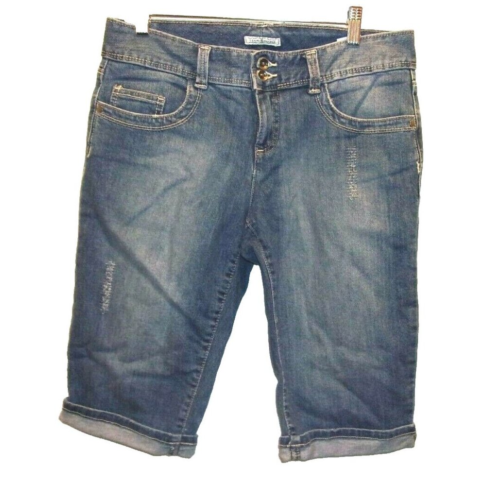 Tommy Hilfiger Blue Denim Jean Cropped Shorts Distressed Womens Size 8
